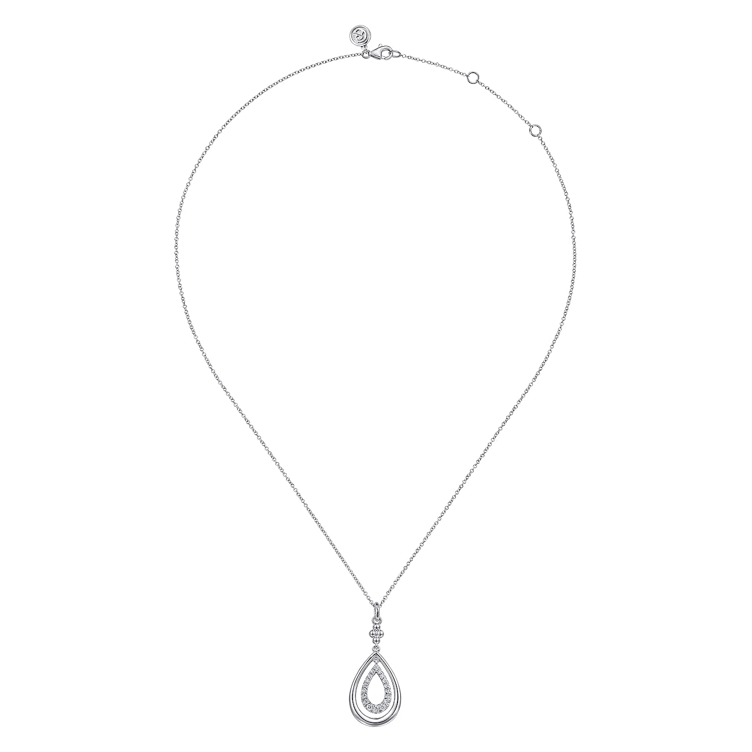 925 Sterling Silver White Sapphire Bujukan Pear Drop Pendant Necklace

