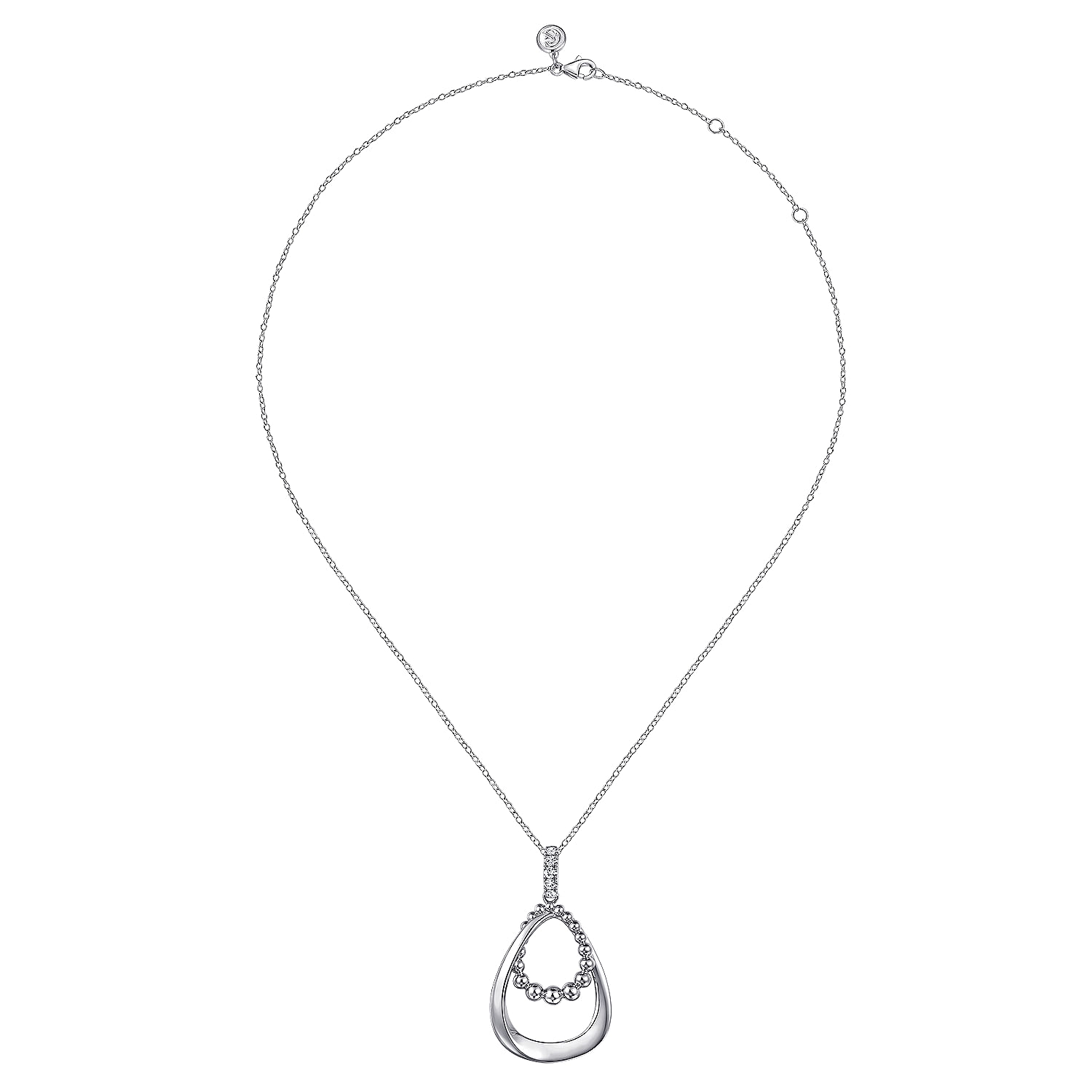 925 Sterling Silver White Sapphire Bujukan Pendant Drop Necklace