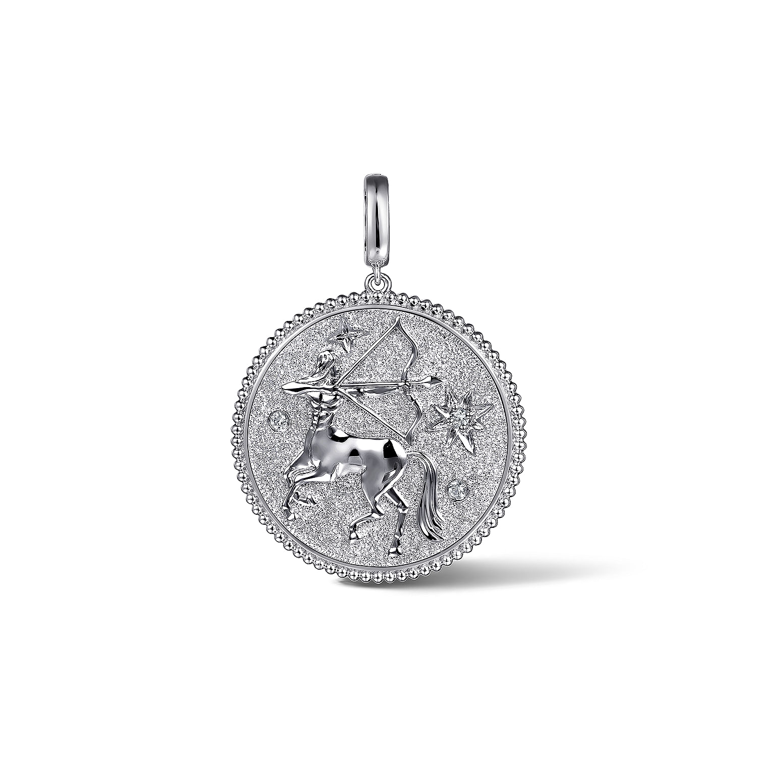 925 Sterling Silver White Sapphire Bujukan Sagittarius Medallion Pendant
