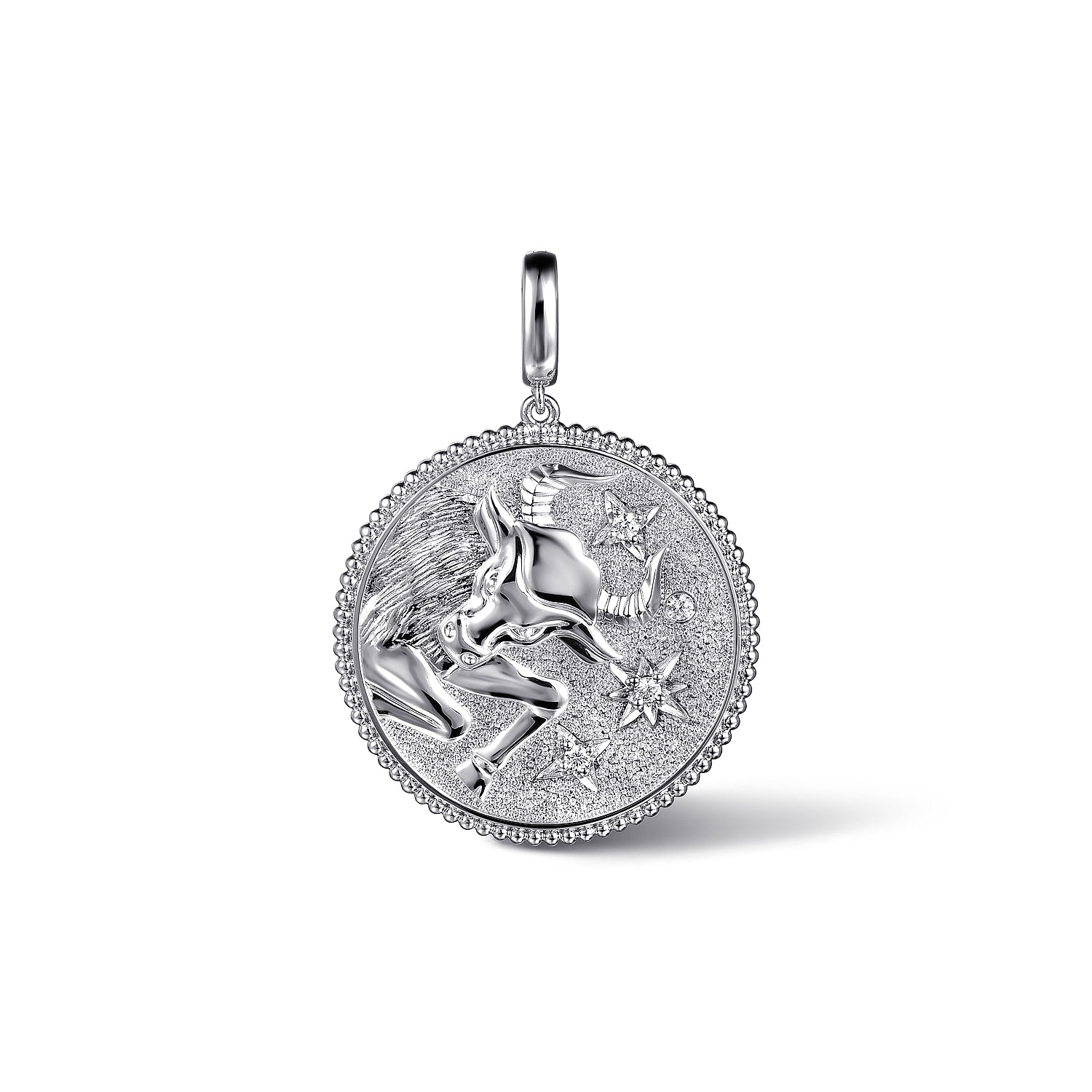 925 Sterling Silver White Sapphire Bujukan Taurus Medallion Pendant