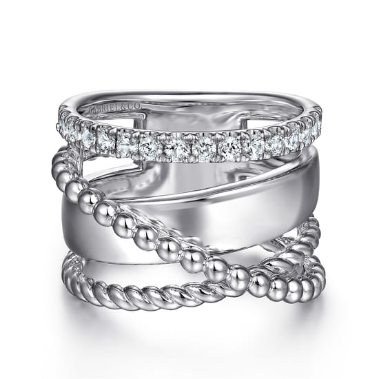 925 Sterling Silver White Sapphire Bujukan Twisted Ladies Ring 
