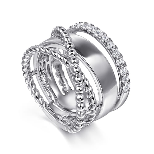 925 Sterling Silver White Sapphire Bujukan Twisted Ladies Ring 925 Sterling Silver White Sapphire Bujukan Twisted Ladies Ring