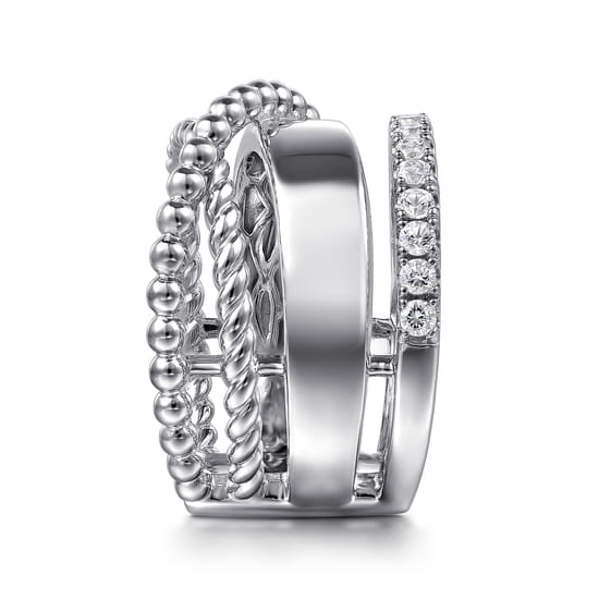 925 Sterling Silver White Sapphire Bujukan Twisted Ladies Ring  angle 4