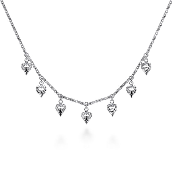 Gabriel - 925 Sterling Silver White Sapphire Casted Drops Necklace