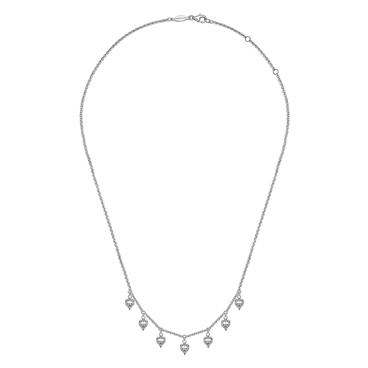 925 Sterling Silver White Sapphire Casted Drops Necklace
