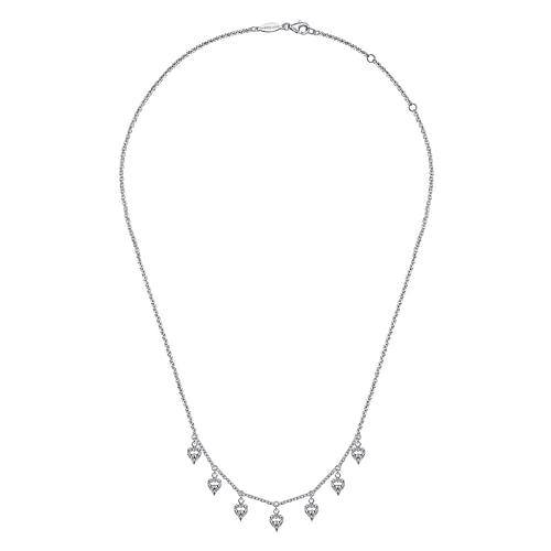 925 Sterling Silver White Sapphire Casted Drops Necklace