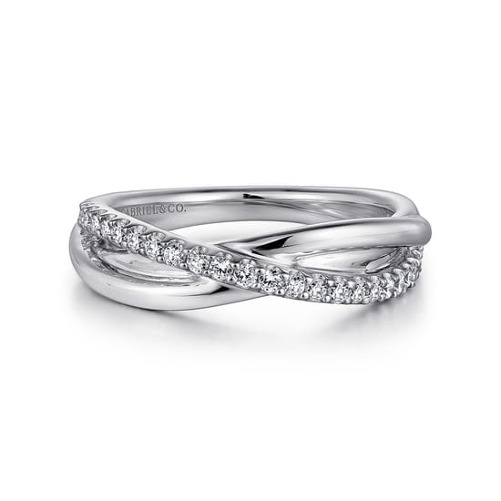 Gabriel - 925 Sterling Silver White Sapphire Criss Cross Ring