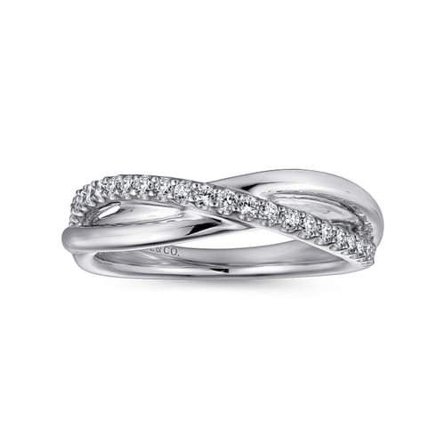 925 Sterling Silver White Sapphire Criss Cross Ring