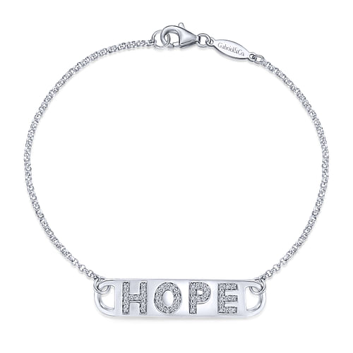 925 Sterling Silver White Sapphire HOPE Nameplate Chain Bracelet