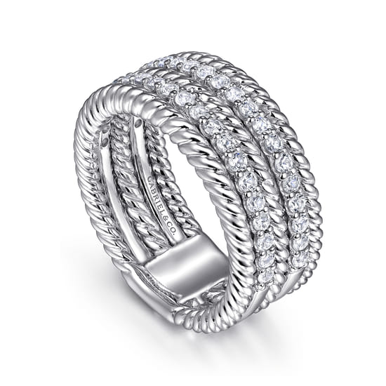 925 Sterling Silver White Sapphire Hampton Easy Stacklable Band Ladies Ring angle 3