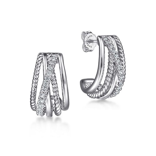 925 Sterling Silver White Sapphire Hampton J Earrings