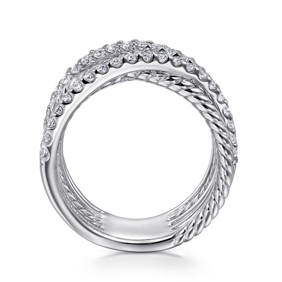 925 Sterling Silver White Sapphire Hampton Twisted Ladies Ring angle 2
