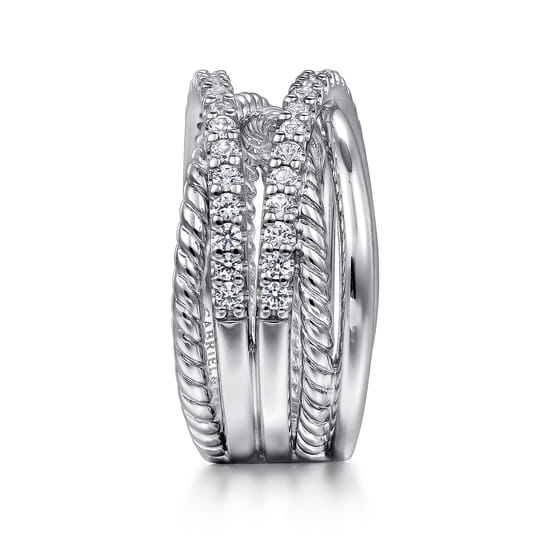 925 Sterling Silver White Sapphire Hampton Twisted Ladies Ring angle 4