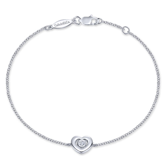 Gabriel - 925 Sterling Silver White Sapphire Heart Chain Bracelet
