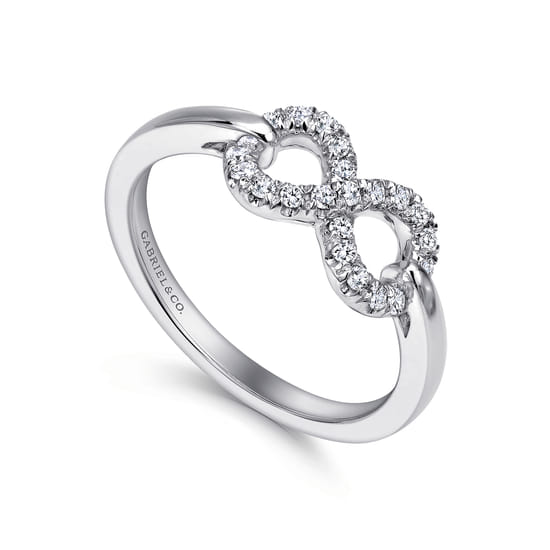 925 Sterling Silver White Sapphire Infinity Ring angle 3