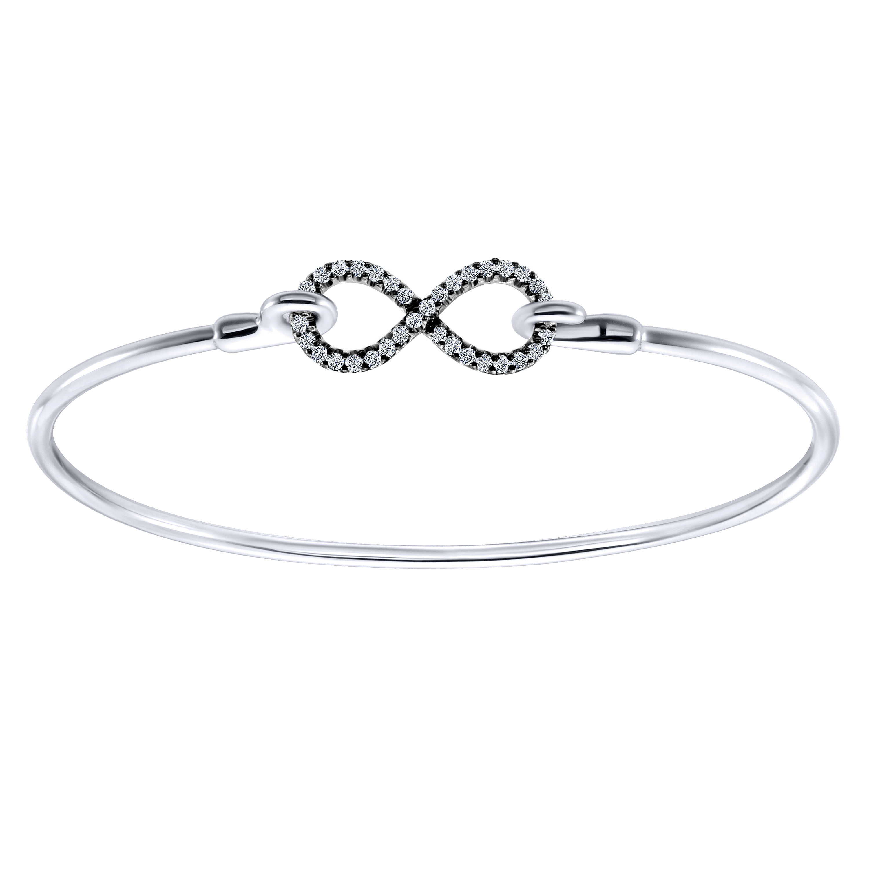 925 Sterling Silver White Sapphire Infinity Symbol Bangle