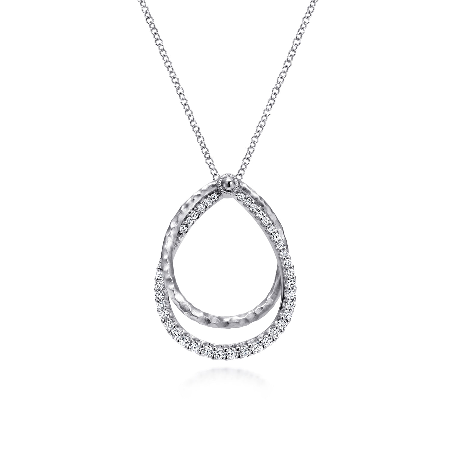 925 Sterling Silver White Sapphire Layered Double Teardrop Necklace