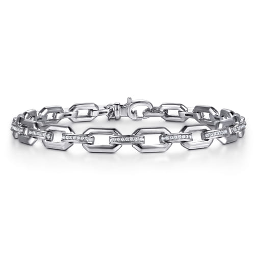 925 Sterling Silver White Sapphire Link Chain Bracelet 925 Sterling Silver White Sapphire Link Chain Bracelet