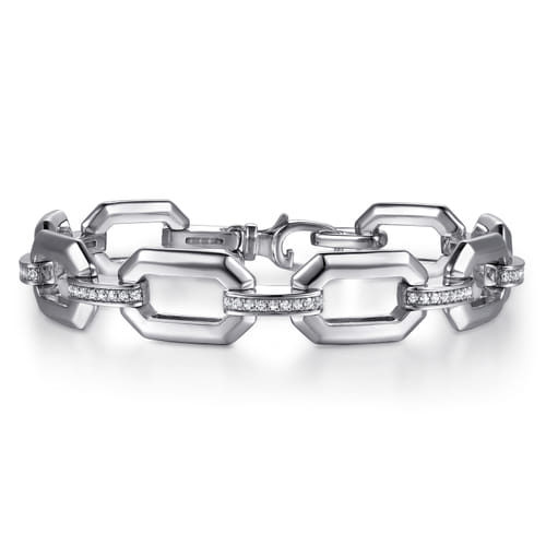925 Sterling Silver White Sapphire Link Chain Bracelet 925 Sterling Silver White Sapphire Link Chain Bracelet