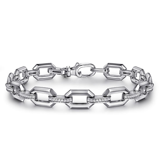 Gabriel - 925 Sterling Silver White Sapphire Link Chain Tennis Bracelet 