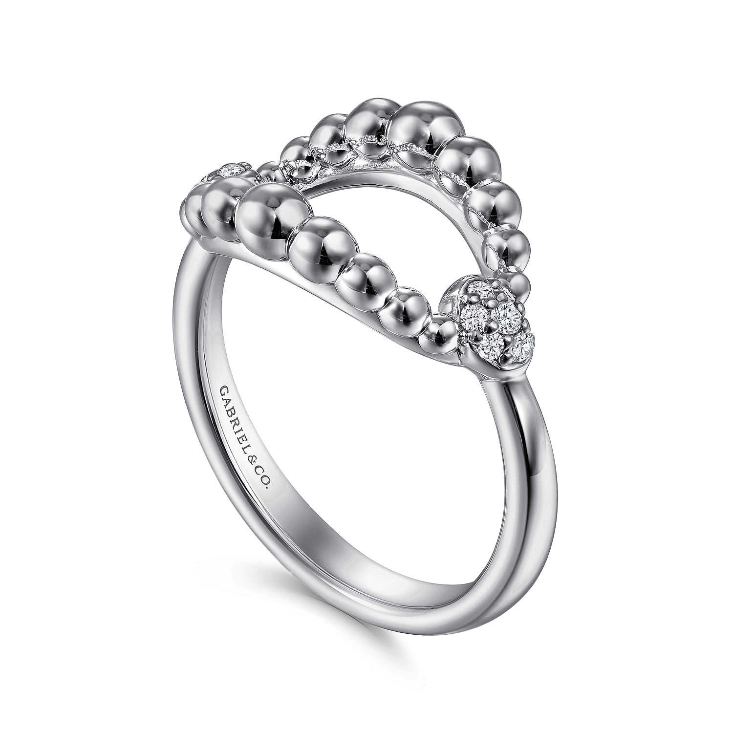 925 Sterling Silver White Sapphire Open Bujukan Ring