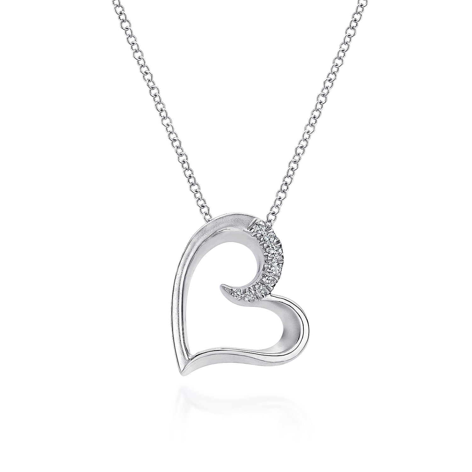 Gabriel - 925 Sterling Silver White Sapphire Open Heart Pendant Necklace