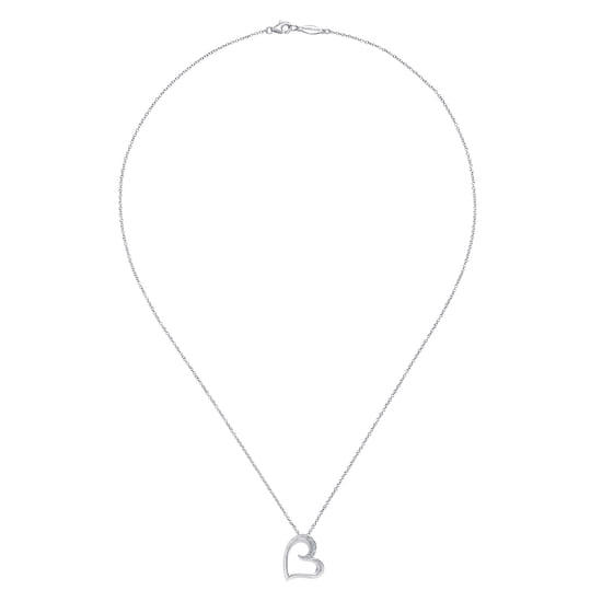 925 Sterling Silver White Sapphire Open Heart Pendant Necklace angle 2