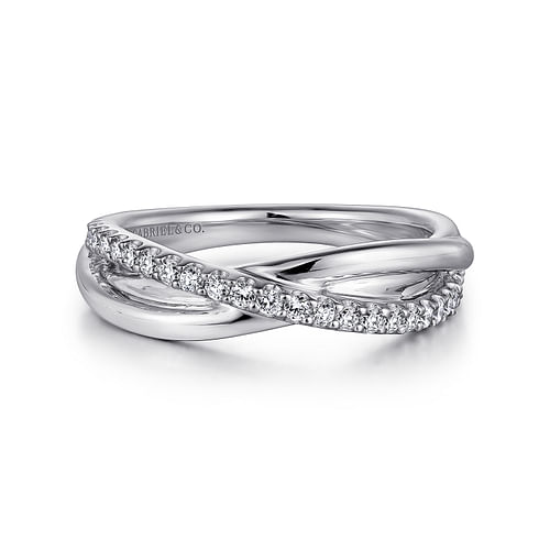 925 Sterling Silver White Sapphire Pavé Criss Cross Ring