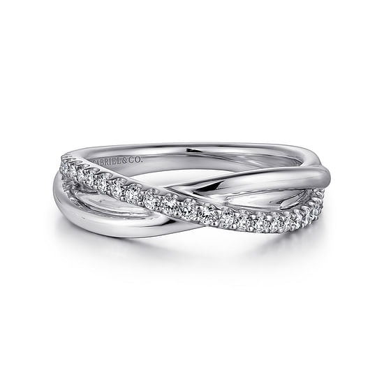 Gabriel - 925 Sterling Silver White Sapphire Pavé Criss Cross Ring