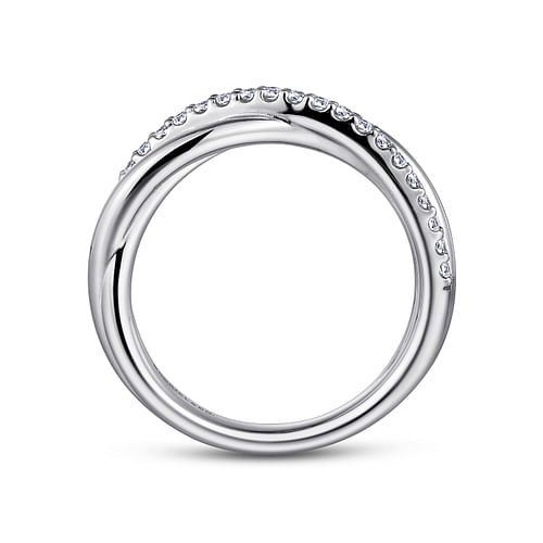 925 Sterling Silver White Sapphire Pavé Criss Cross Ring