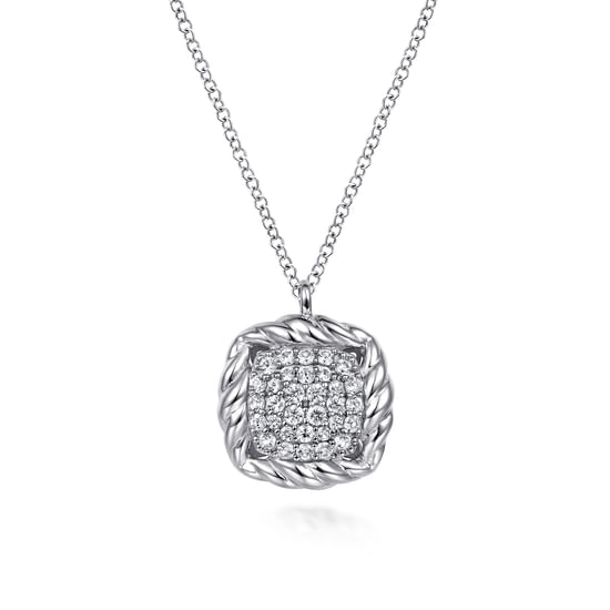 Gabriel - 925 Sterling Silver White Sapphire Rope Pendant Necklace