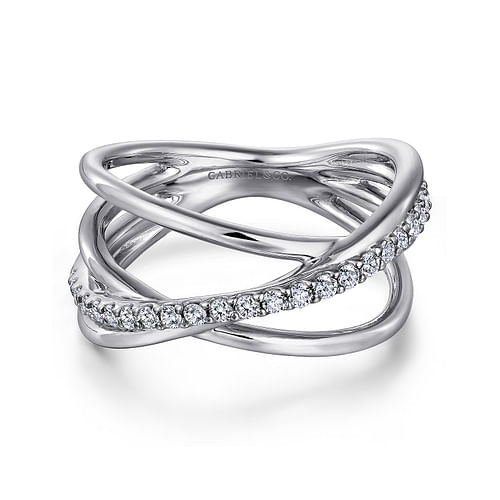 925 Sterling Silver White Sapphire Twisted Ring