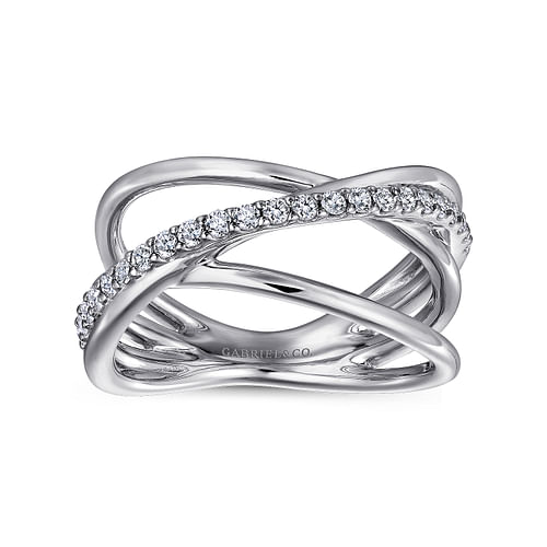 925 Sterling Silver White Sapphire Twisted Ring