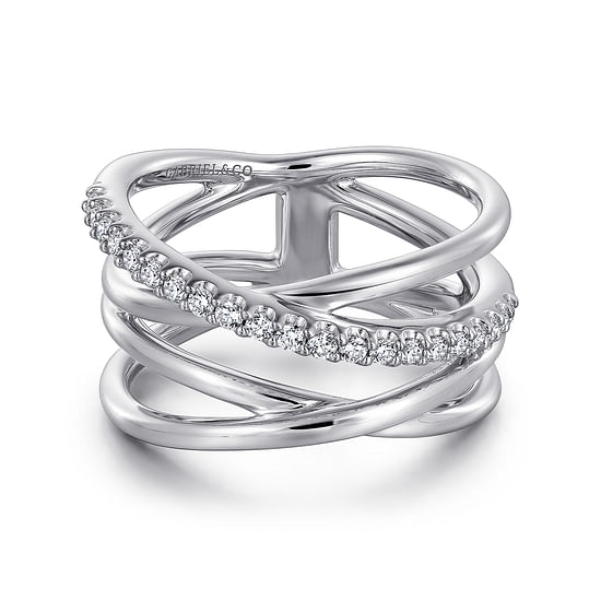 Gabriel - 925 Sterling Silver White Sapphire Twisted Ring