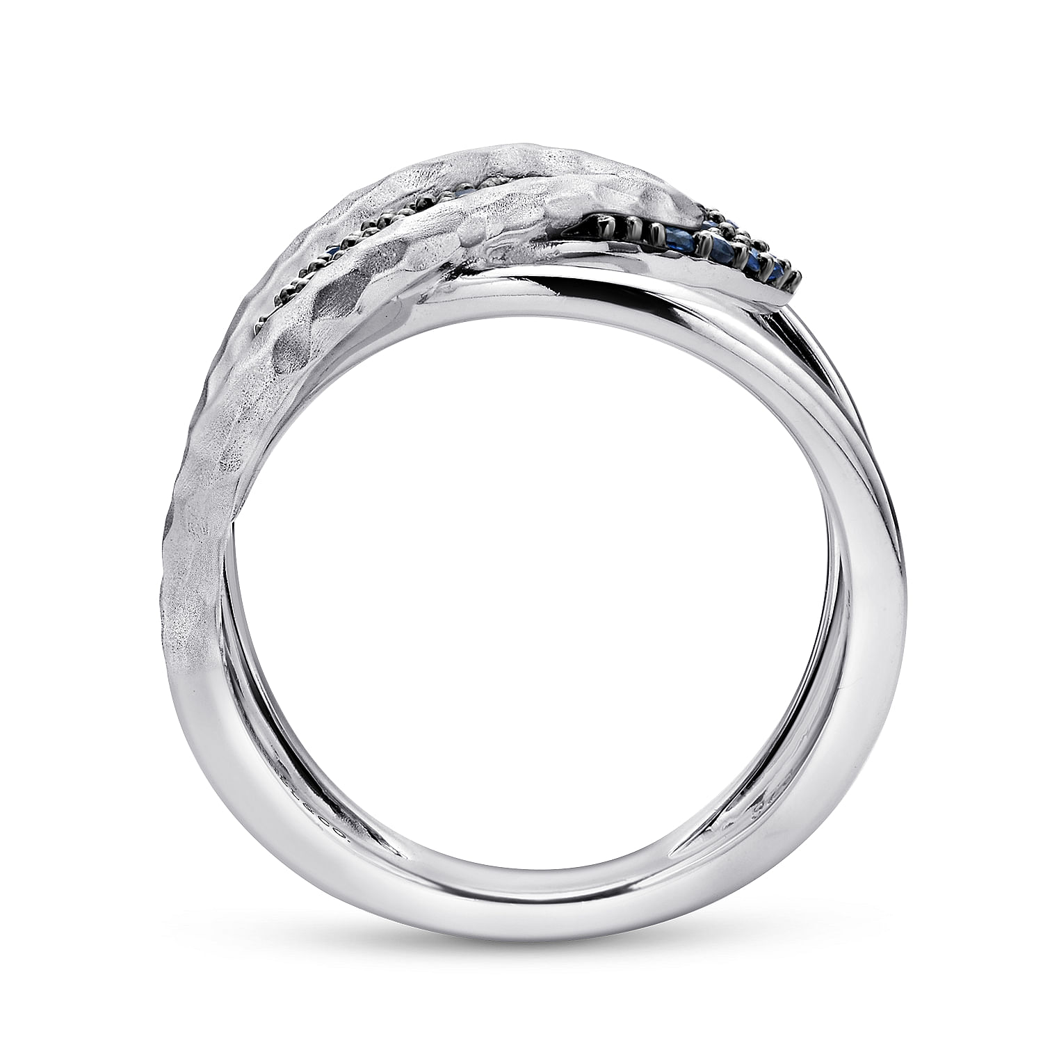 925 Sterling Silver Wide Band Sapphire Cluster Ring