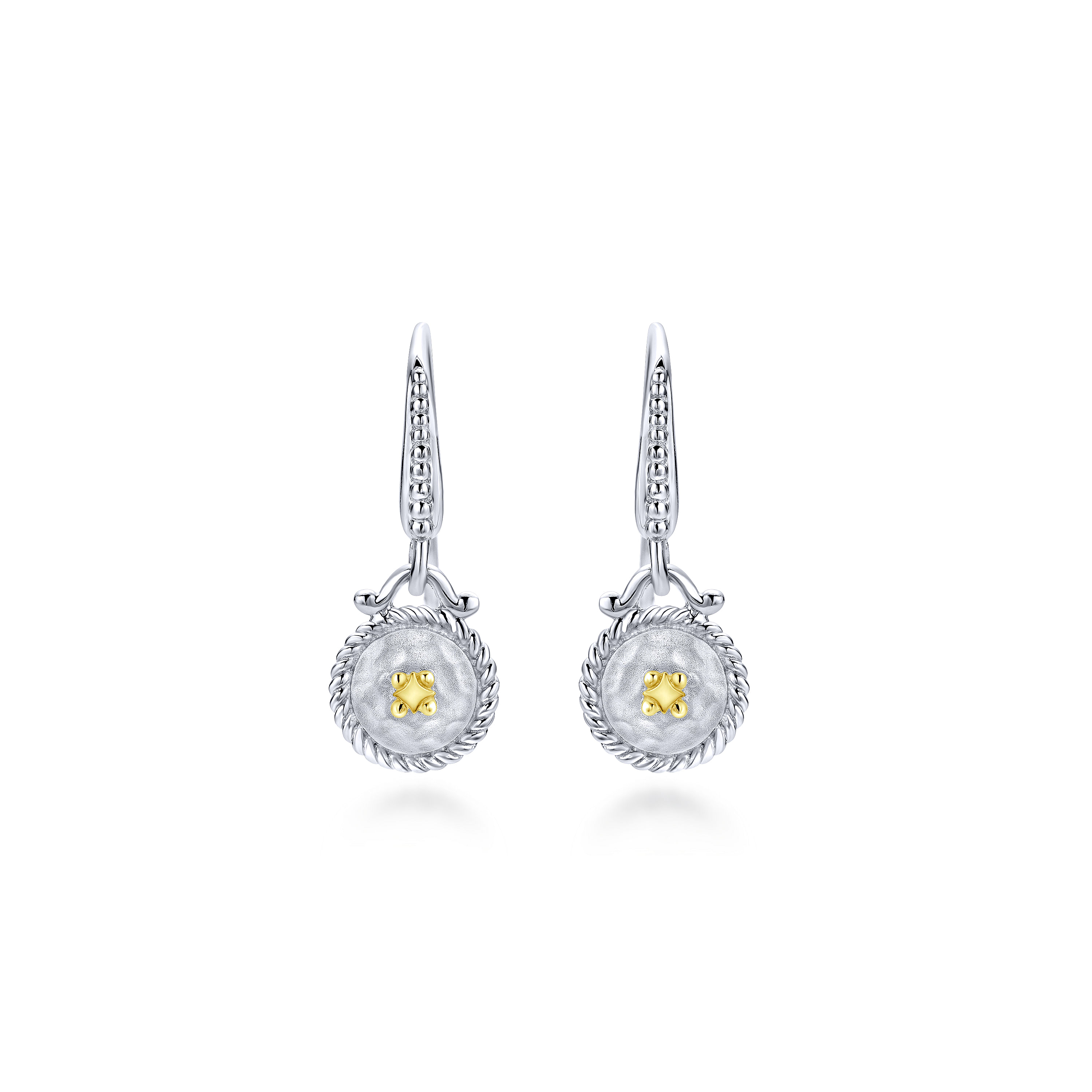 925 Sterling Silver and 18K Yellow Gold Vintage Inspired Round Drop Earrings