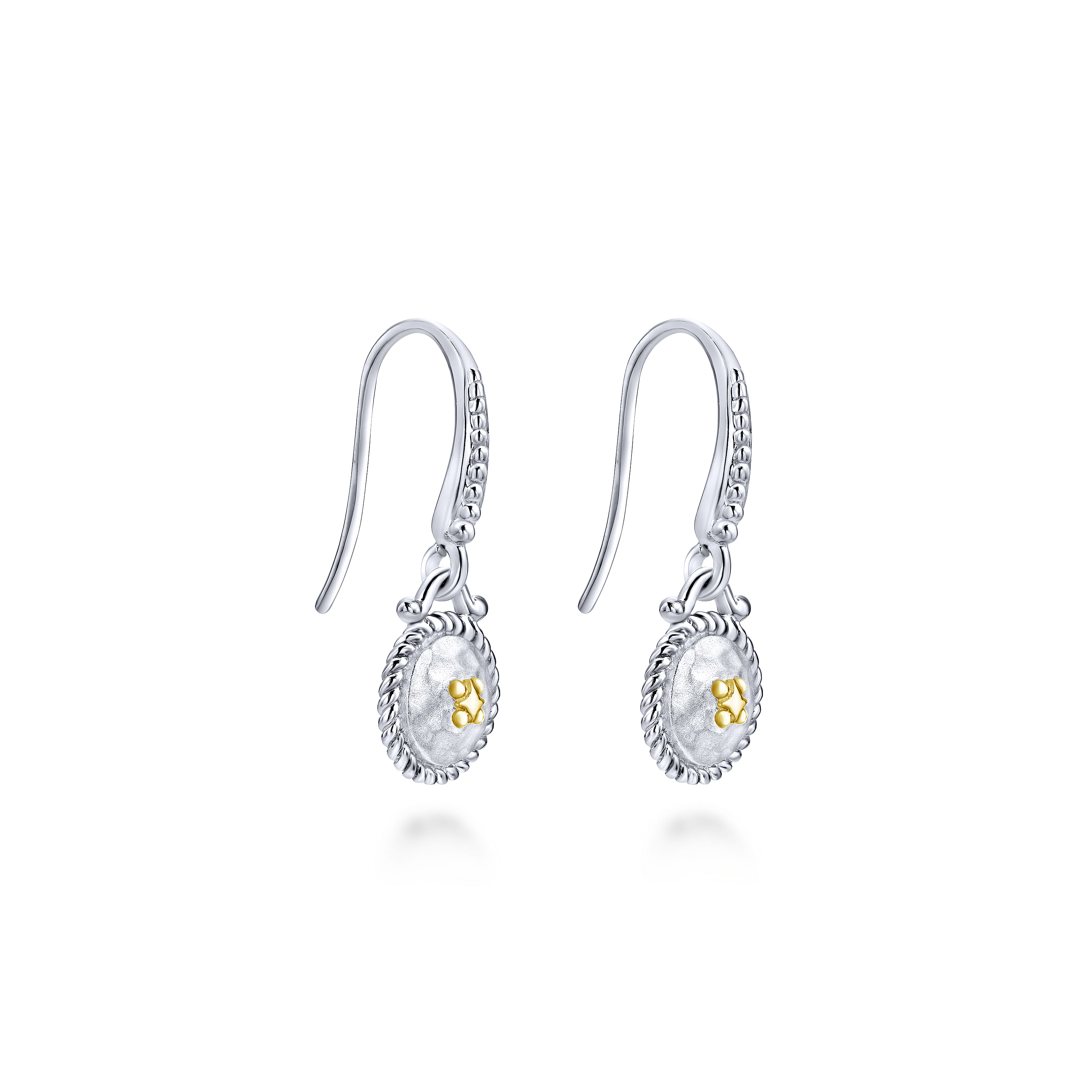 925 Sterling Silver and 18K Yellow Gold Vintage Inspired Round Drop Earrings