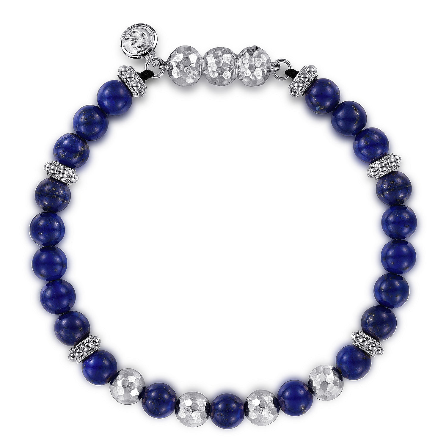 925 Sterling Silver and 6mm Lapis Beaded Bracelet