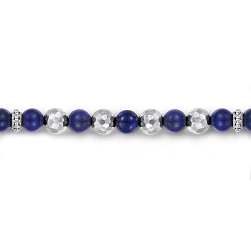 925 Sterling Silver and 6mm Lapis Beaded Bracelet