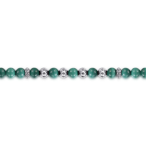 925 Sterling Silver and 6mm Malachite Beaded Bracelet