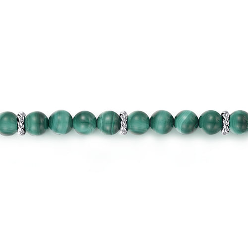 925 Sterling Silver and 6mm Malachite Beaded Bracelet