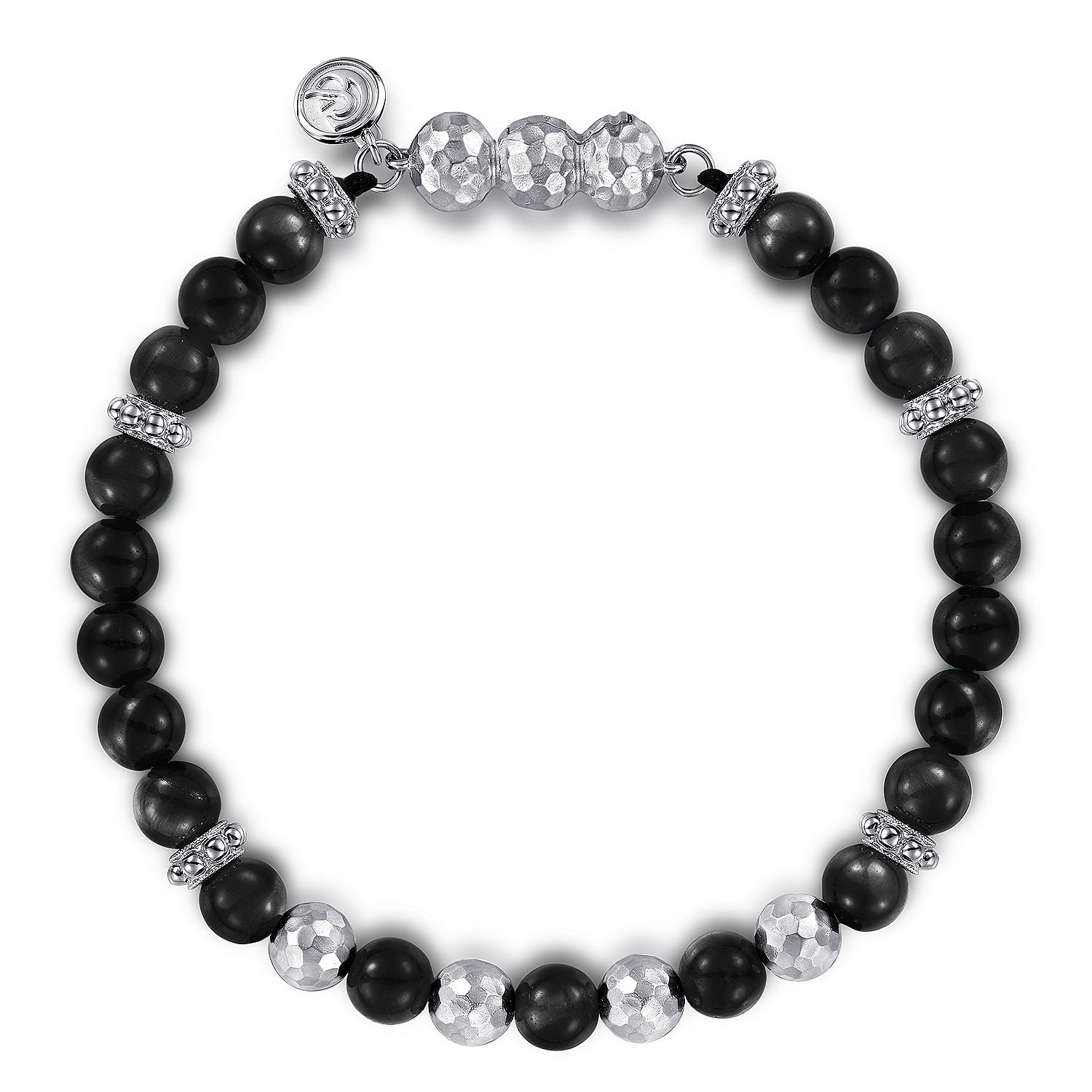 925 Sterling Silver and 6mm Onyx Beaded Bracelet
