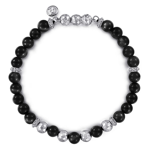 925 Sterling Silver and 6mm Onyx Beaded Bracelet