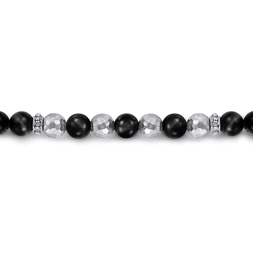 925 Sterling Silver and 6mm Onyx Beaded Bracelet