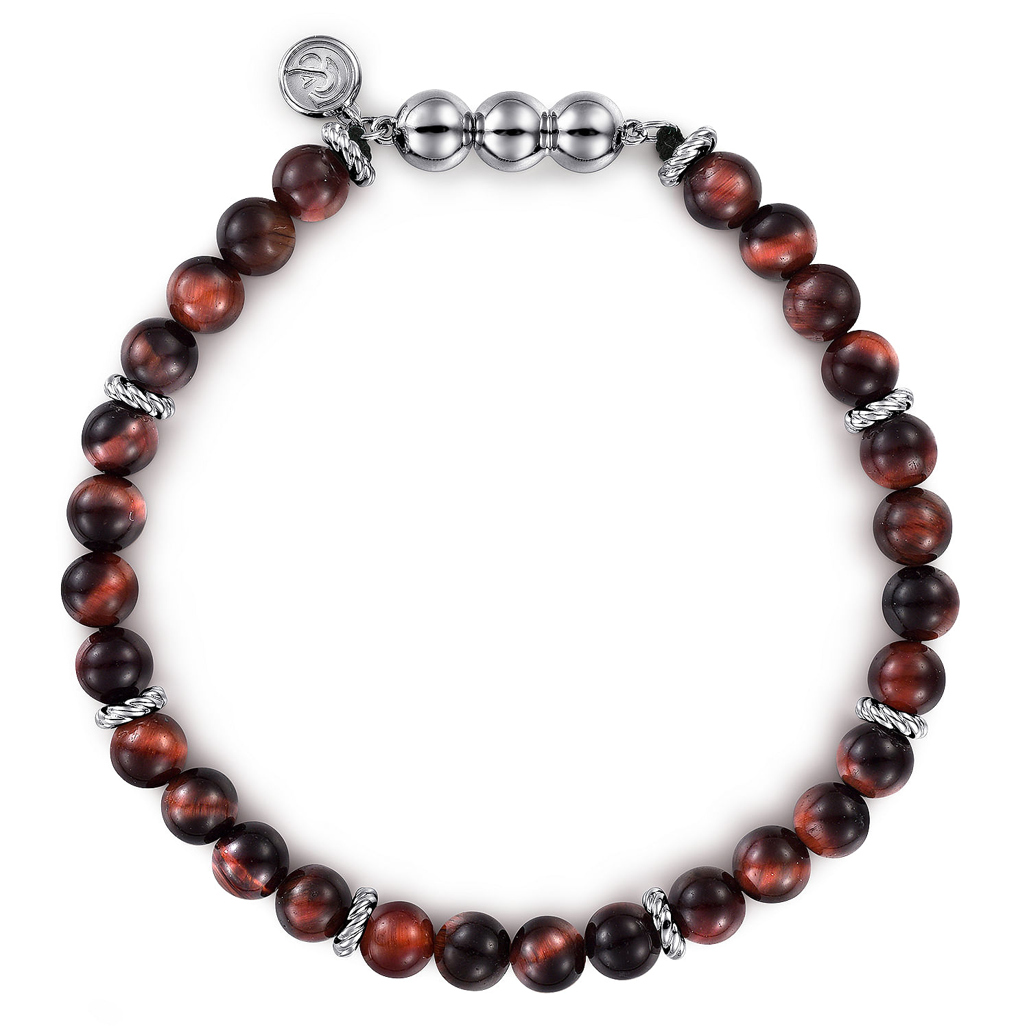925 Sterling Silver and 6mm Tiger Eye Beads Bracelet