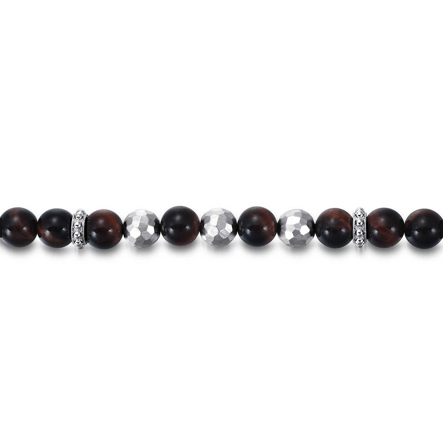 925 Sterling Silver and 8mm Tiger Eye Beaded &Faceted Bead Bracelet