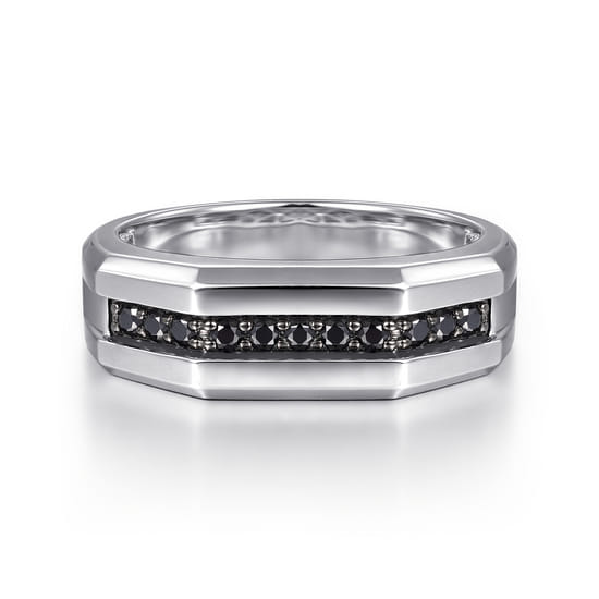 925 Sterling Silver and Black Spinel Band