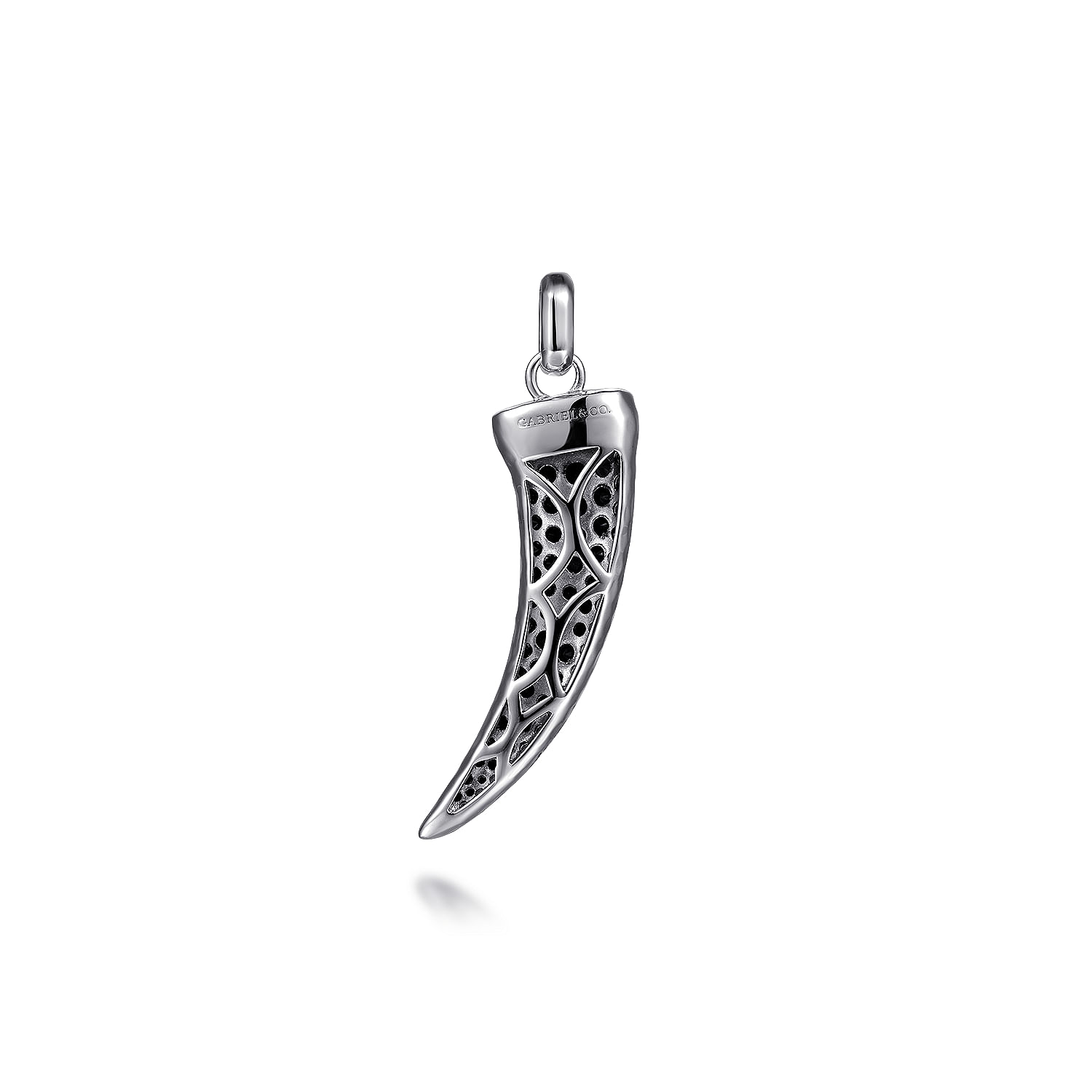925 Sterling Silver and Black Spinel Horn Pendant