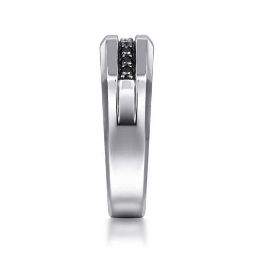 925 Sterling Silver and Black Spinel Men's Band