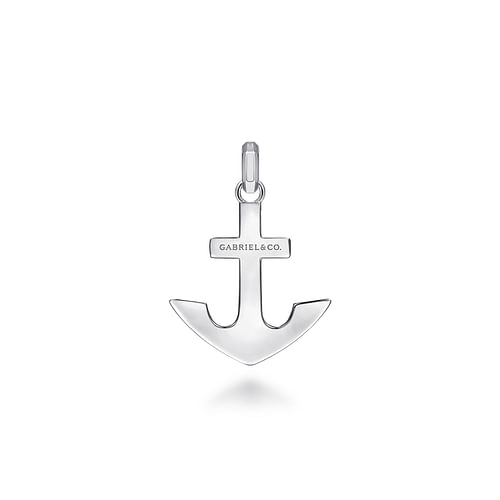 925 Sterling Silver and Diamond Anchor Pendant